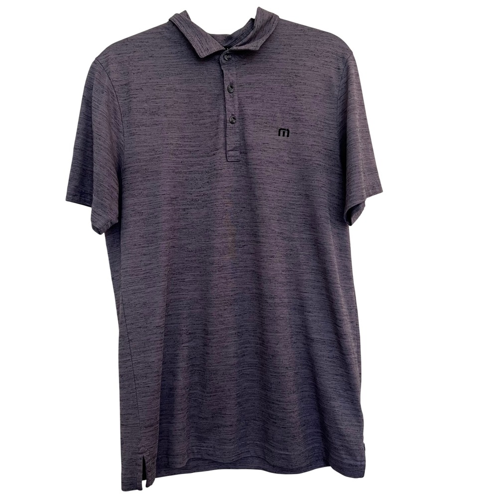 TravisMathew Mens Short Sleeve Polo Shirt Heathered Purple Space Dye Size M